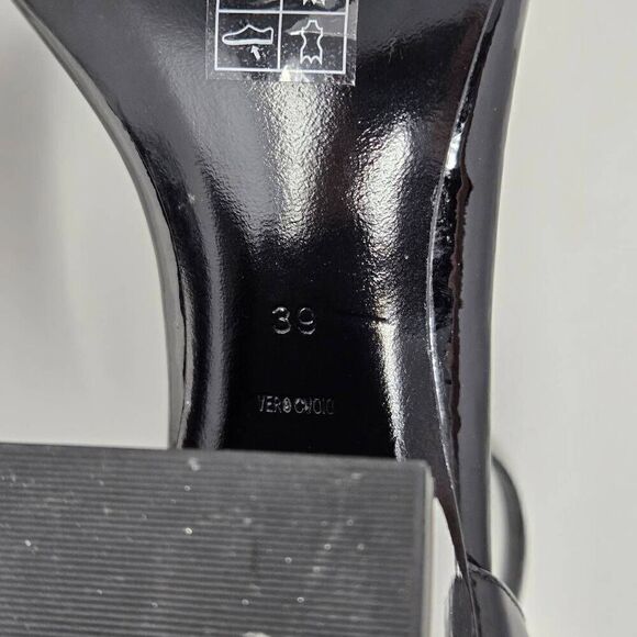 ALEXANDER WANG ABBY BLACK PATENT ROSE CUT OUT BLOCK 3" HEELS WOMENS SIZE 39 US 9 - Picture 9 of 9